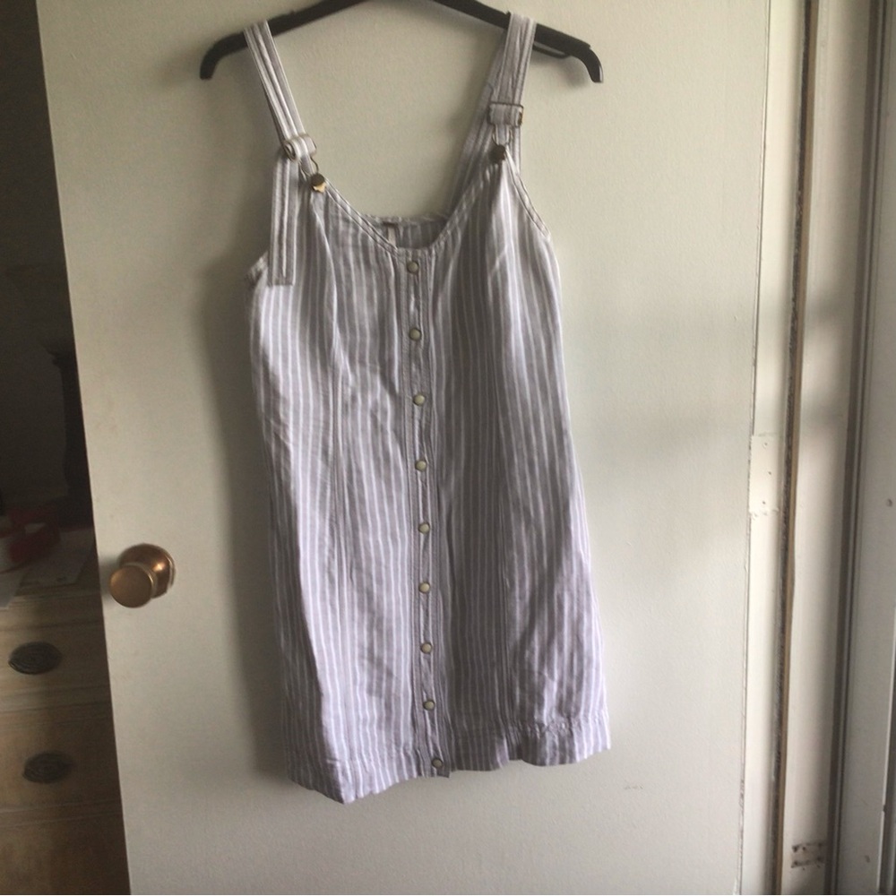 Free People White and Gray Mini Sundress